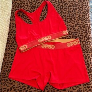 🆕PSD Modal ‘Crimson Gold’ Sports Bra And Boyshort Set, Size Large
